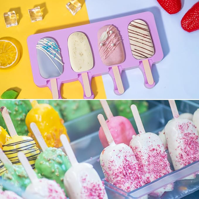 Ozera Popsicles Molds, 2 Pack Silicone Cake Pop Molds Cakesicle Maker Set | - Image 2