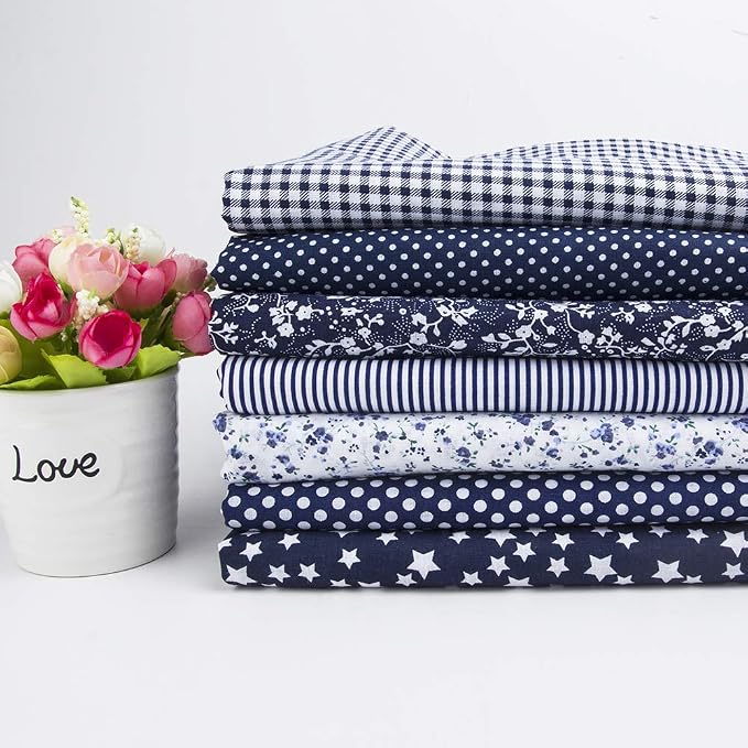 7Pcs 20" x 20" Cotton Fabric DIY Making Supplies Quilting Patchwork Fabric Fat by Antetek