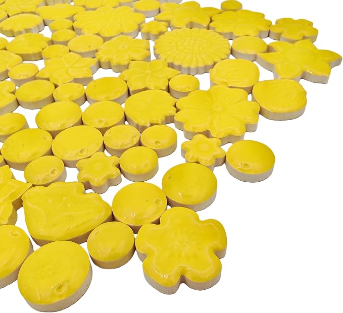 500g/1.1lb Ceramic Mosaic Tiles Mixed Shapes of Flowers, Mushrooms - Image 6