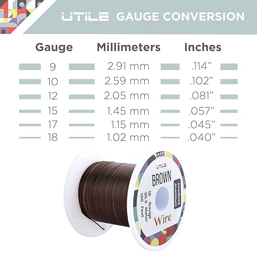 UTILE Bonsai Wire - Armature Aluminum Wire 100 ft 18 Gauge 1.2 mm Bonsai Training Wire, Tree Kit, Plant, Sculpting, Crafts, Bendable, Gardening, Beading and Jewelry Making (Copper, Brown)