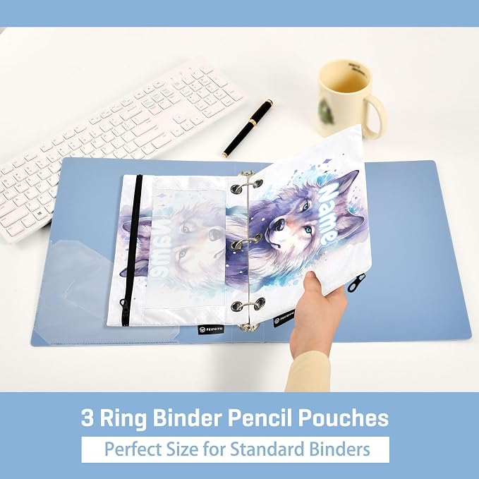 Custom Wolf Watercolor Pencil Pouch - Image 4