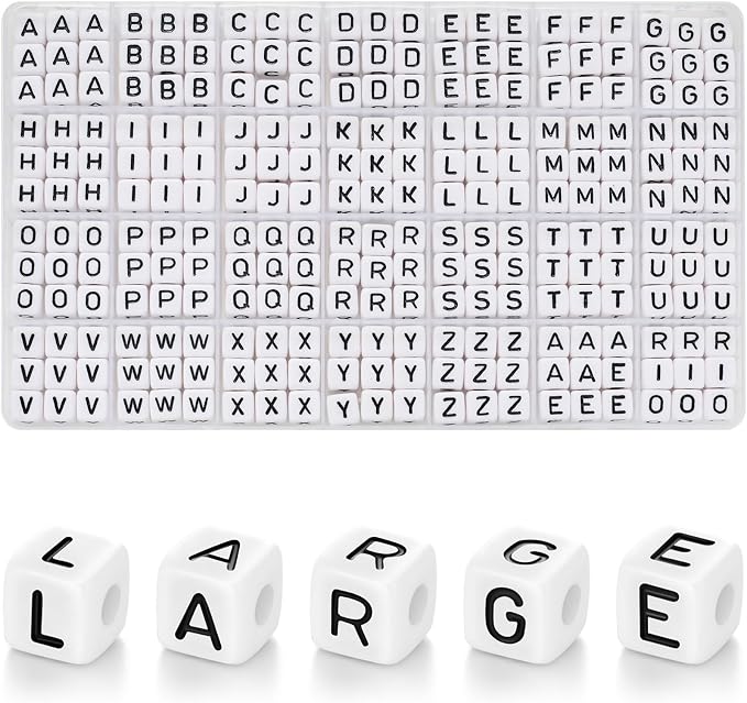 DoDoBeads 252 Pcs 10x10mm Large Square Letter Beads, Jumbo Letter Charms by DoDoBeads