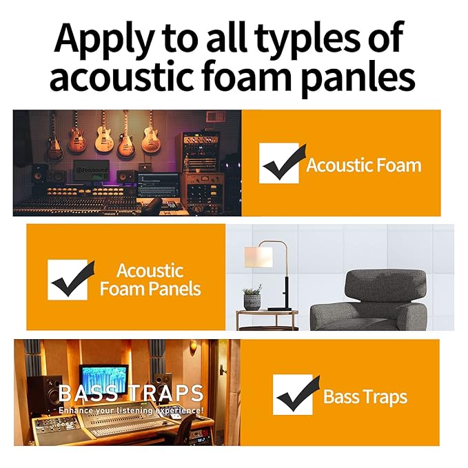 Focusound 300 Pack Yellow Point Double-Sided Adhesive Dots for Acoustic Soundproofing Foam Panels
