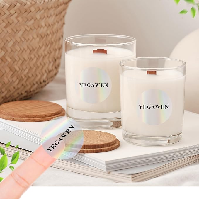 1.5" Round Transparent Thermal Label Stickers, Holographic Clear Direct Thermal Labels-Perforation Line Design& Waterproof- 300 Sheets