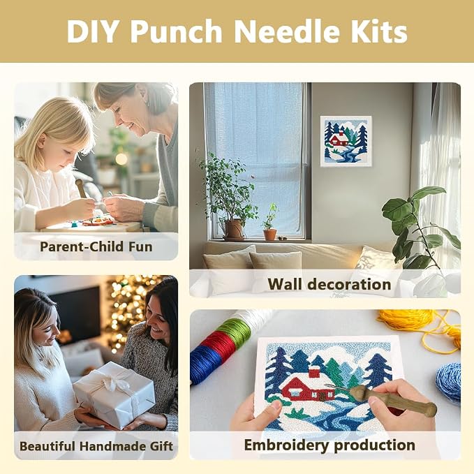 DOODLREAM Snow Scenery DIY Punch Needle Embroidery Kit - Image 4