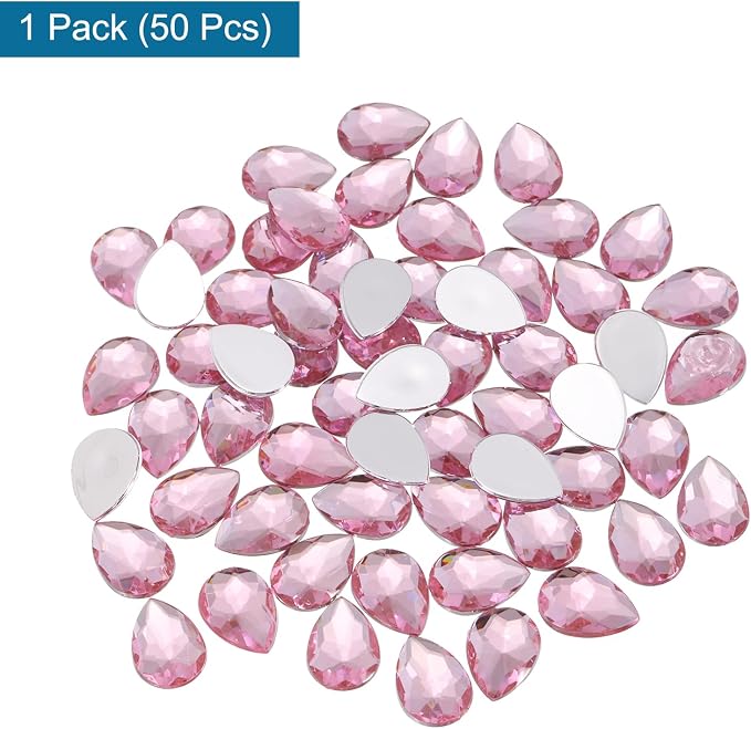 MECCANIXITY 50PCS Flat Back Acrylic Teardrop Gems 10x14mm Artificial Rhinestones - Image 3