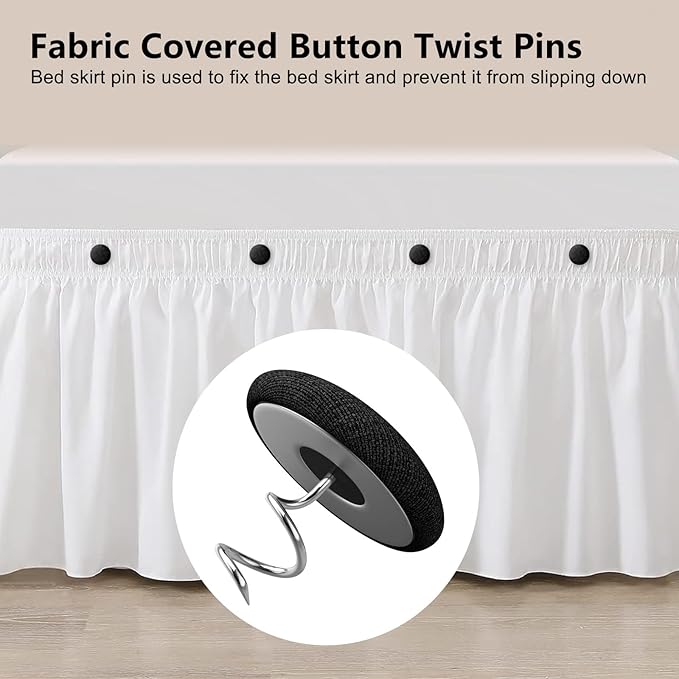 Linen Fabric-Covered Twist Pins - 8 Colors Upholstery Pins & Bed Skirt Pins -Used to Secure Sofa Cushion, Armrest Covers, Furniture & Bed Skir (12, Black)