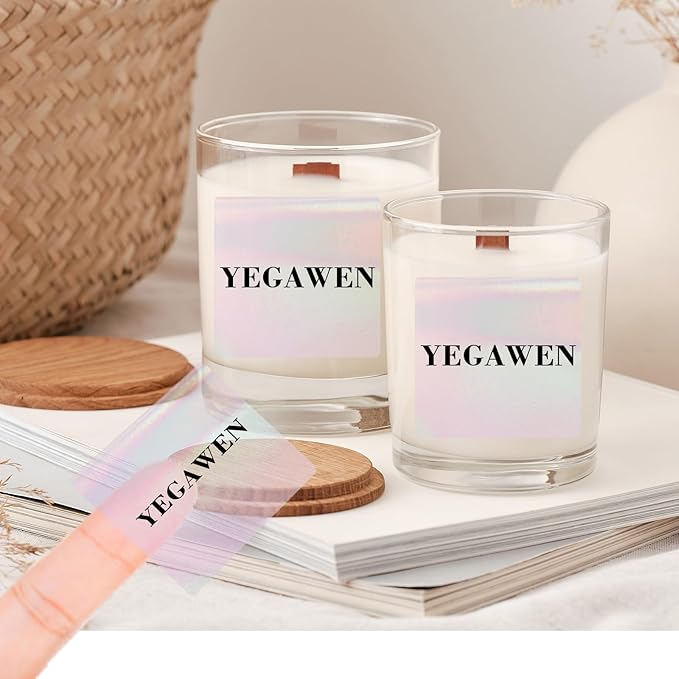 2" x 2" Square Transparent Thermal Labels Stickers, Clear Thermal Labels, Transparent Holographic Pink Direct Thermals Label, Perforation Line Design- 200 Sheets