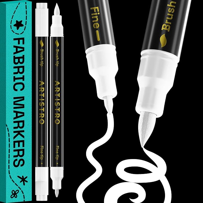 ARTISTRO 2 White Dual-Tip Fabric Markers by ARTISTRO