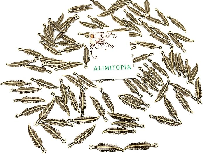 ALIMITOPIA 100pcs Alloy Feather Charms Pendants Easter Angel Wing Feather - Image 7