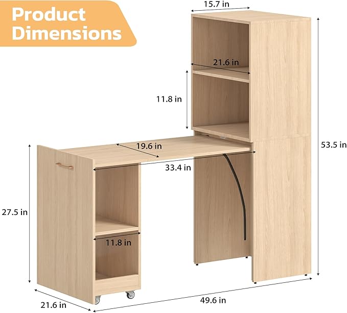 Zevemomo Folding Desk, Convertible Table - Image 2