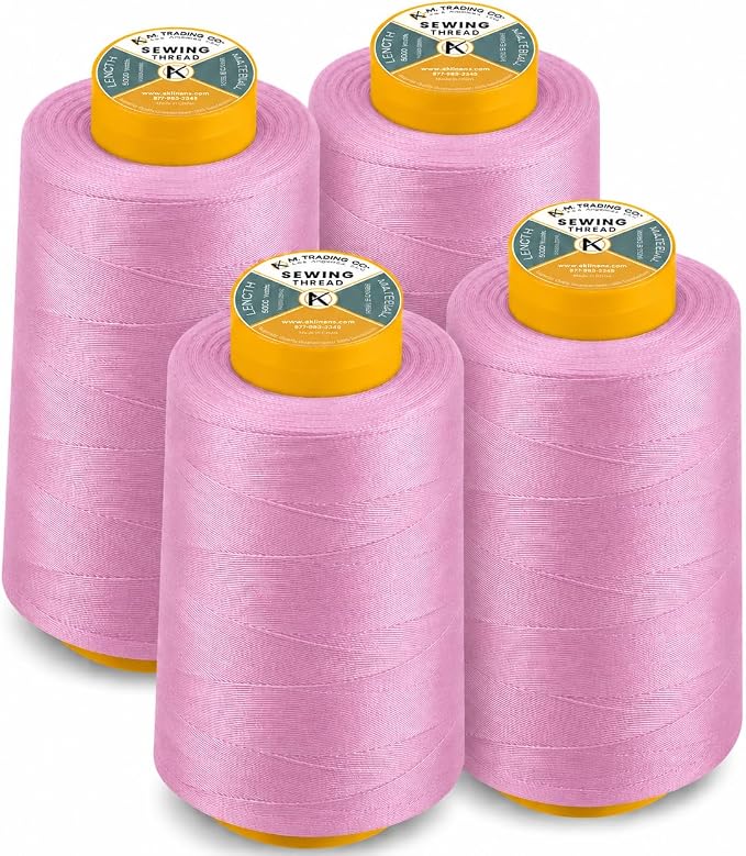 AK TRADING CO. 4-Pack Rose Pink All Purpose Sewing Thread Cones of High Tensile by Fabrics%7CEventDecor%7CCrafts%7CUpholsteryFoam