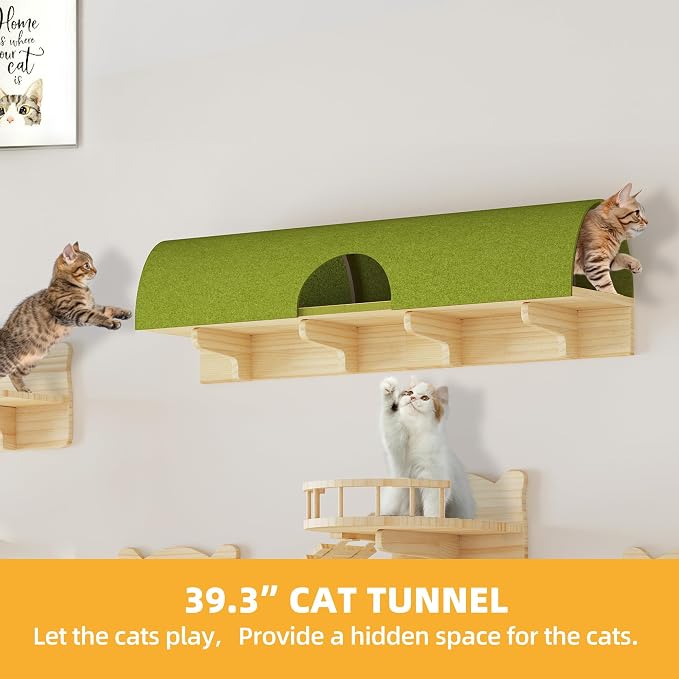 18-in-1 Cat Wall Shelves, Cat Wall Furniture Pine Wooden Wall Mounted Cat Shelf - Image 5