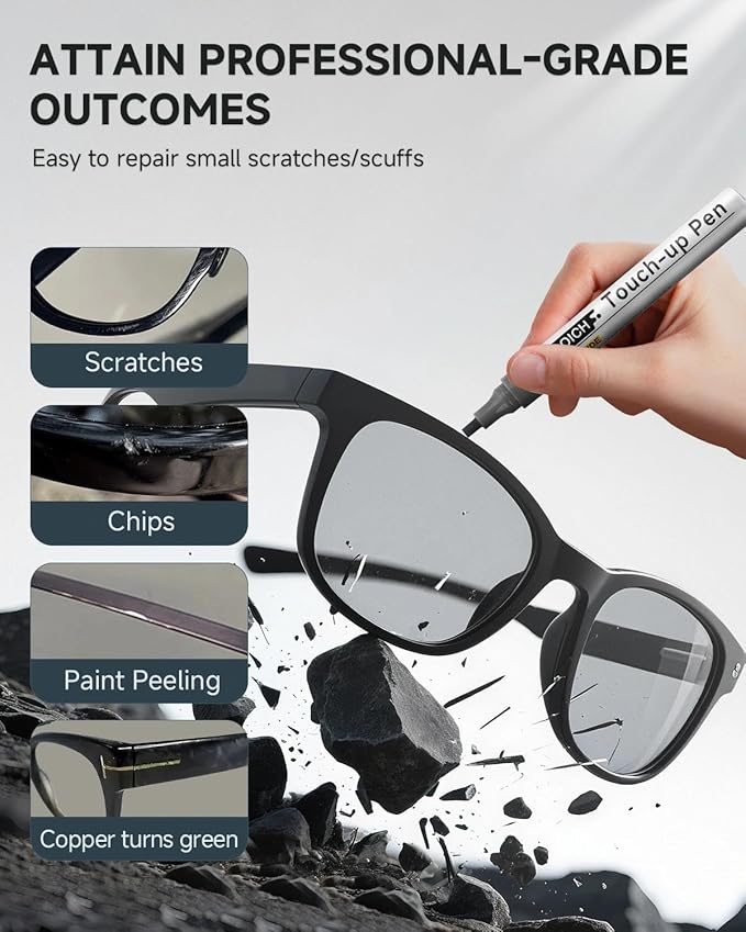 Matte Gunmetal Eyeglass Frame Touch Up Paint Pen, All-in-One Touch Up Kit - Image 3