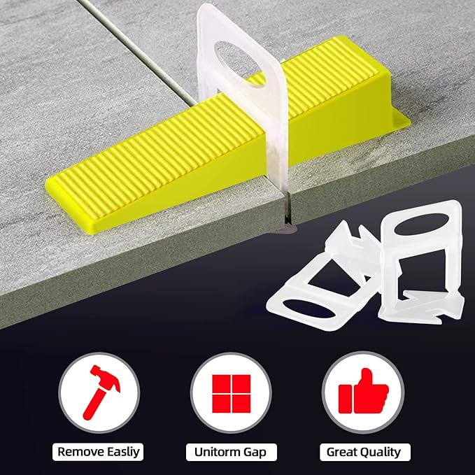 1/8” Tile Leveling System Spacers 2000 PCS Tile Leveling Clips Kit Prevent Tile lippage Leveler Spacers for DIY Professional Ceramic Tile and Stone Installation (1/8 IN, 2000)