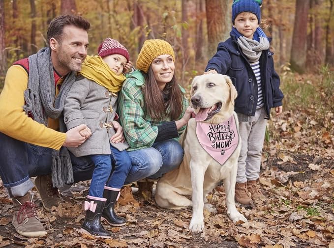 Dog Bandana, Happy Birthday Mom Dog Bandana, Dogs Scarf Classical Pink Printing - Image 5