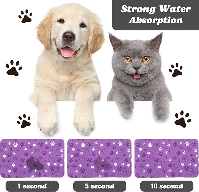 Dog Food Mat, Absorbent Water Bowl Mats Cat Pet Feeding Placemats 12 * 20 inch - Image 2