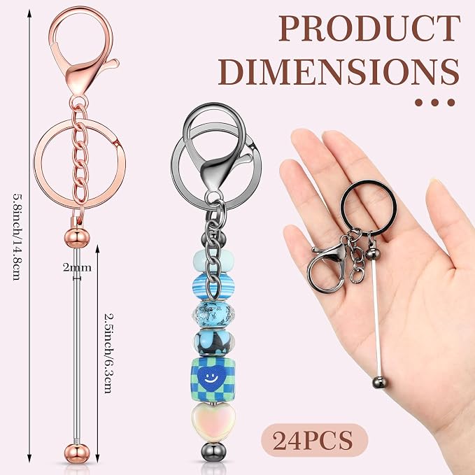 Tondiamo 24 Pcs Beadable Keychain Bars Bulk Beads - Image 3