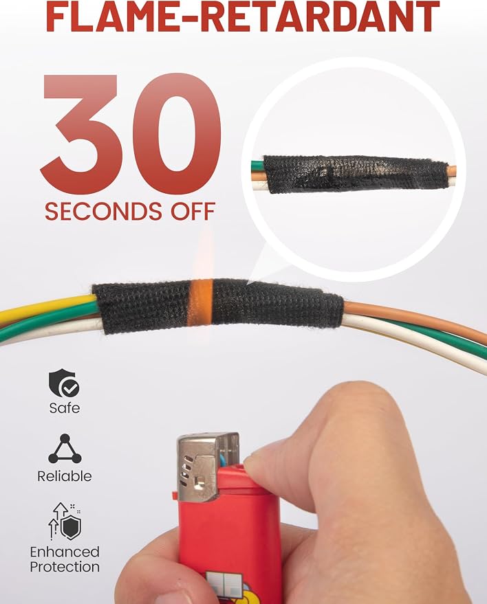 RED WOLF Wiring Harness Tape High Temp Wire Cable Loom Self-Adhesive Fabric Tape - Image 3