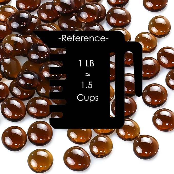 CYS EXCEL Amber Glass Gemstone Beads Vase Fillers Flat Marble Beads Multiple - Image 2
