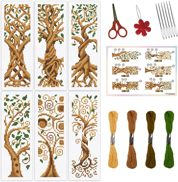 ORIGACH 6 Set Tree of Life Cross Stitch Bookmark Kit by ORIGACH