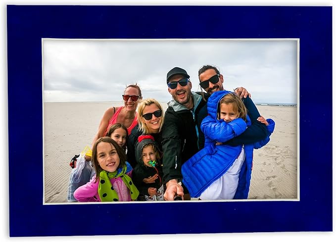 11x14 Mat Bevel Cut for 8.5x11 Photos - Acid Free Royal Blue Suede Precut Matboard With Backing Board and Crystal Clear, Self Seal Mat Bag - For Pictures, Framing - 4-ply Thickness