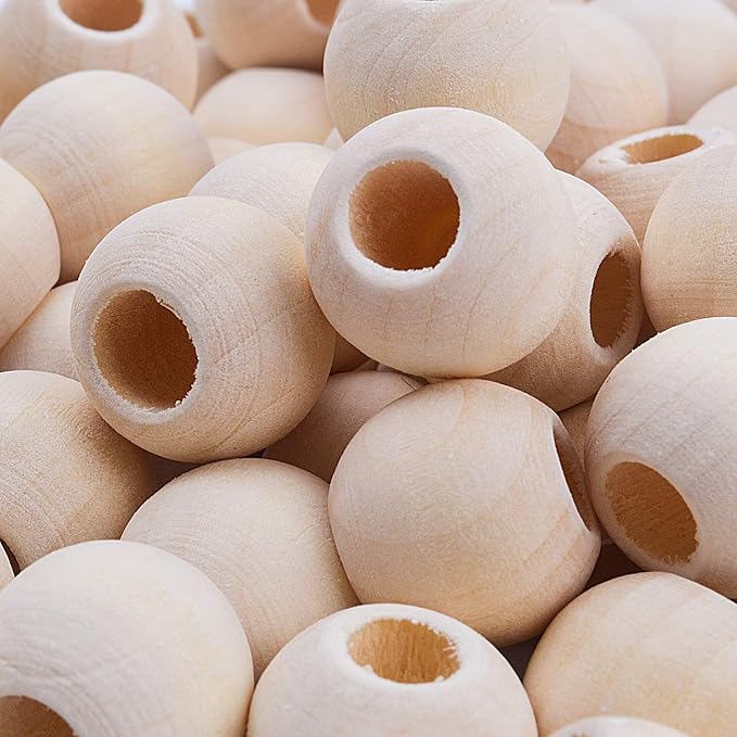 Jdesun 100 Pieces Wooden Beads, Natural Round Wood Loose Beads Wood Spacer 15mm - Image 2