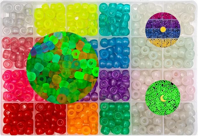 Acrylic Pony Beads Jewelry Making Kit – 110 Colors, UV Color Changing & Glow - Image 7
