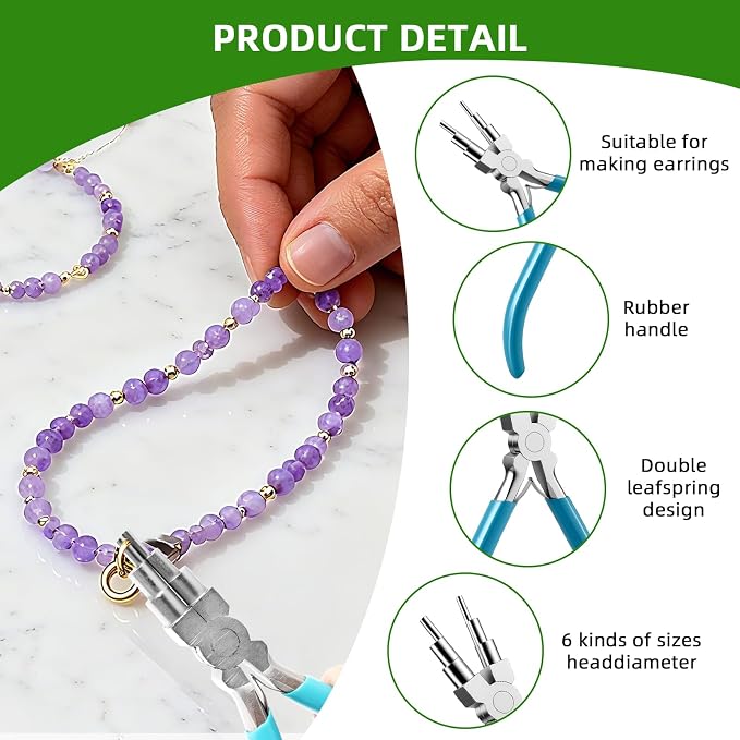 URSKYTOUS 2Pcs Jewelry Pliers Set Jewelry Making Tools Kit Include Nylon Jaw - Image 2