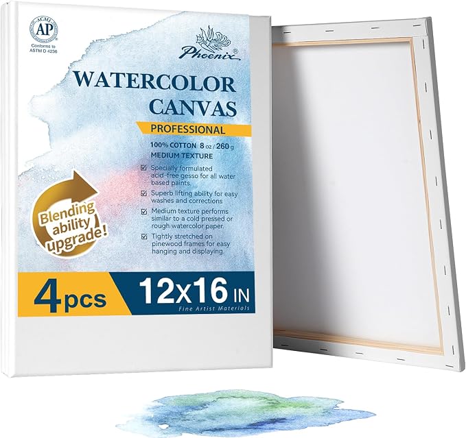 PHOENIX Professional Stretched Watercolor Canvas by PHOENIX