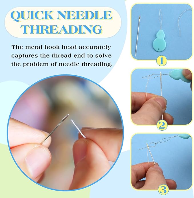 Fteven Needle Threaders, 30Pcs Sewing Needle Threader Gourd Shaped, Embroidery Needle Threader for Hand Sewing and Sewing Machine with Clear Storage Box