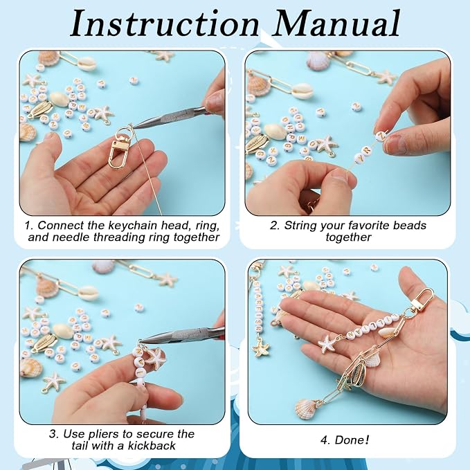 CraftyDream 558 Pcs Seashell Keychain Making Kit DIY Beach Charms Ocean Craft - Image 5