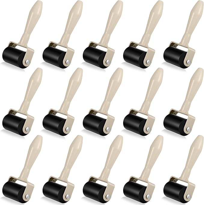 Frienda 15 Pcs Rubber Brayer Rollers 1.9 Inch Rubber Ink Roller for Gluing Printing Inking Block Paper Crafting Press Printmaking Wallpaper Stamping Scrapbooks Crafting Art DIY