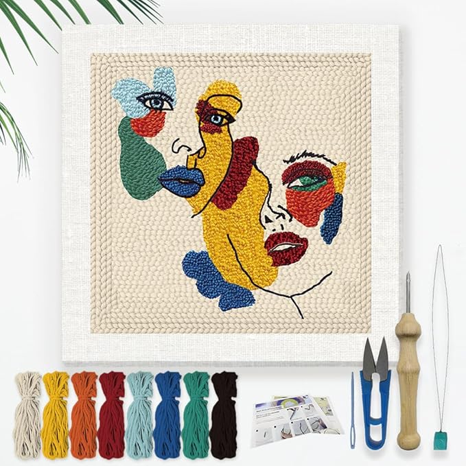 Doodlream Line Female Face DIY Punch Needle Embroidery Kit by Doodlream