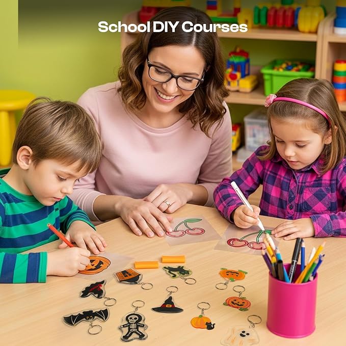 Auihiay 170PCS Shrink Art Kit for DIY Keychain Making, Shrink Dink Paper Kit - Image 6