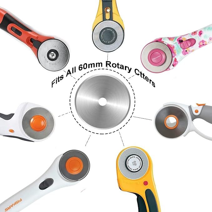 60mm Rotary Cutter Blades 5-Pack Replacement Blades Fits Fiskars, DAFA - Image 3