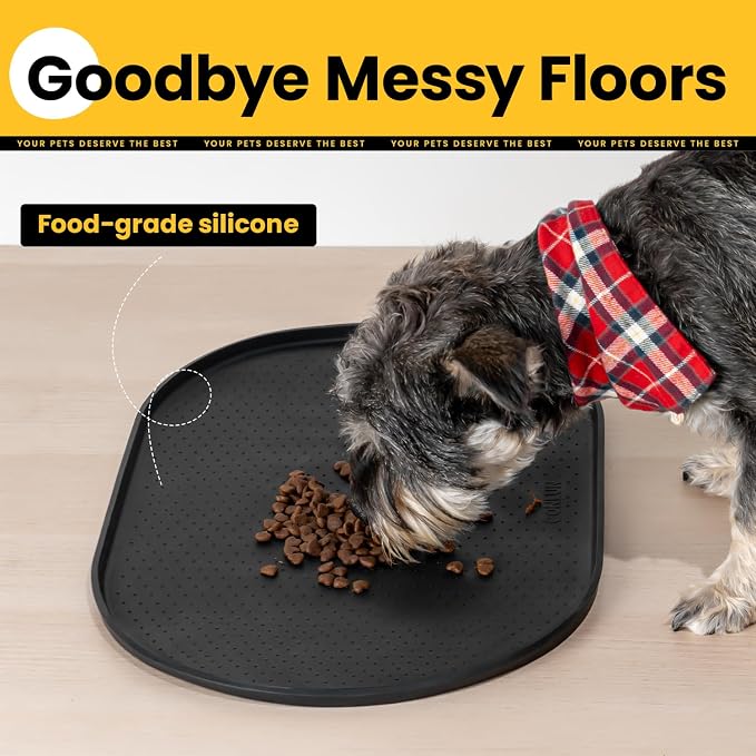Dog Food Mat, 1/2 Inch Raised Edges Cat Dog Feeding Mat - Image 5