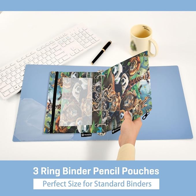 Animals Pencil Pouch for 3 Ring Binder, 2 Pack Waterproof Pencil Bags Clear - Image 4