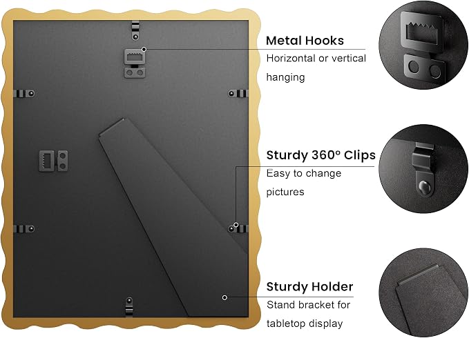 8x10 Picture Frame with Mat for 5x7, Wavy Edge Wooden Real Glass Photo Frame - Image 5