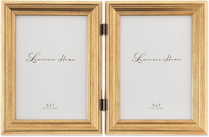 Lawrence Frames 5x7 Hinged Double Sutter Burnished Gold Picture Frame by LawrenceFrames