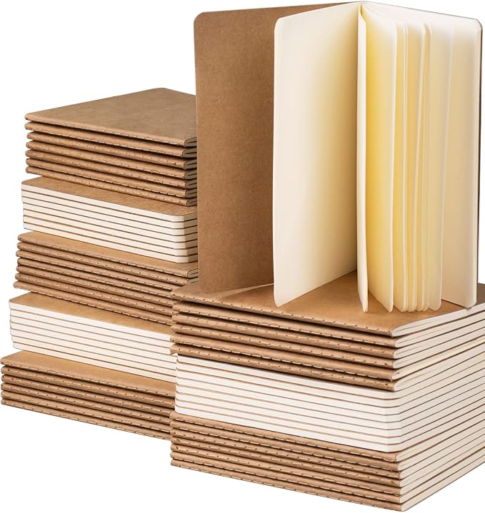 Small Notebook Bulk 60 Packs Pocket Journal Blank A6 Kraft Notepads by Dynta