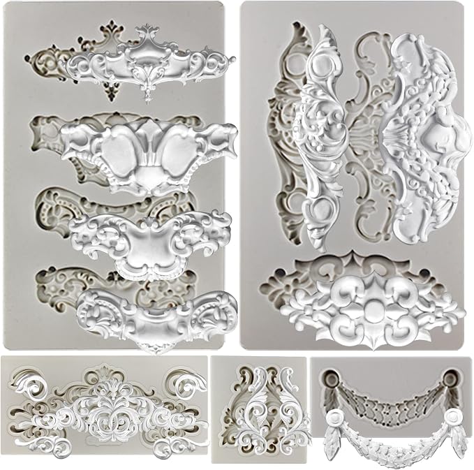 Crown Baroque Style Ornament Silicone Molds 5-count Art Decor Filigree - Image 2