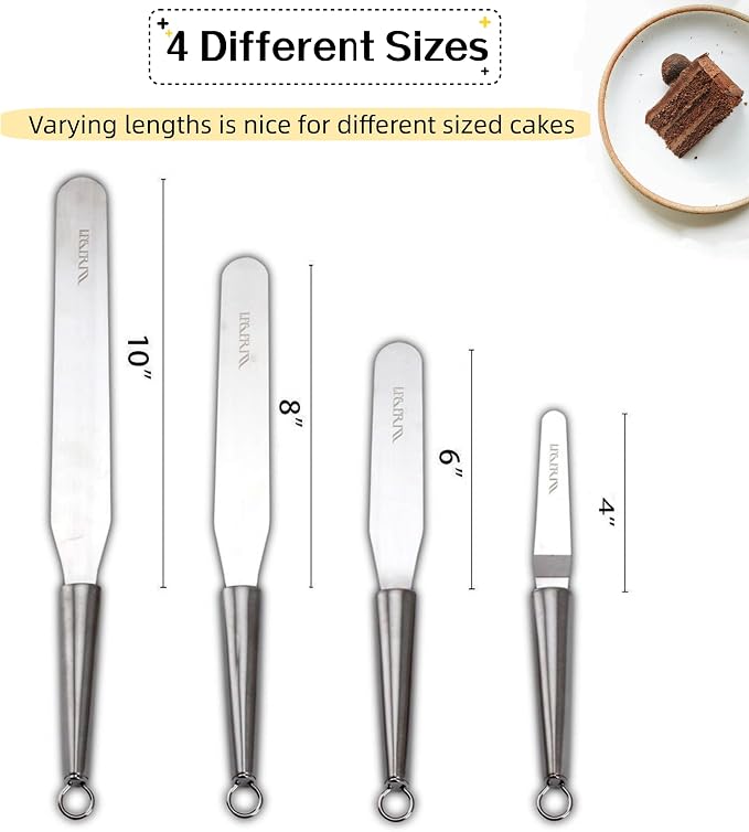 Cake Frosting Spatula Set, 4 6 8 10 Inch Straght Icing Spreader Knife - Image 2