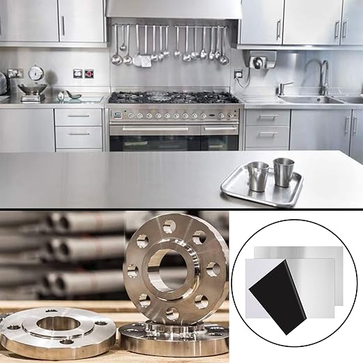 2Pcs 304 Stainless Steel Sheets Metal 8" x 12" x 1/64" (0.50MM) Inch 304 Stainless Steel Plates 24 Gauge Stainless Steel Shim Stock Plates Metal Sheets for Crafting, Stovetop, Snow Frosted Surface