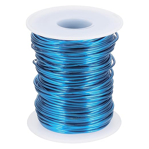 uxcell 16 Gauge / 1.5mm Anodized Aluminum Wire for Jewelry Craft Making, 102 Feet Bendable Flexible Wire for DIY Home Decor Gardening Sculpture, Blue