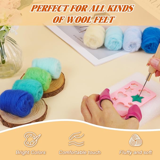 Catopia Needle Felting Kit, Needle Felting Starter Kit, Wool Roving 40Colors Set - Image 5