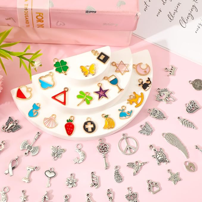 SANNIX 350Pcs Charm for Jewelry Making, Mixed Bulk Tibetan Silver Jewelry - Image 4