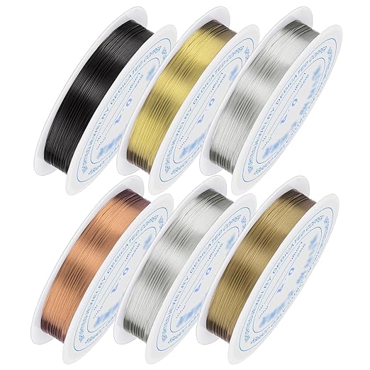 6 Rolls Copper Jewelry Wire, 5 Assorted Colors 0.4 mm Dia. Beading Wire for Jewelry Making Bracelet Earrings Rings Necklaces Flower Craft Projects