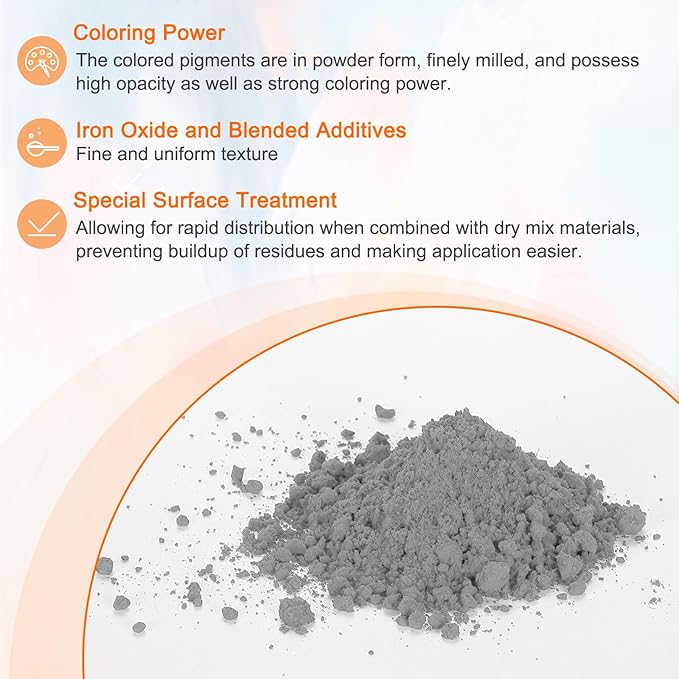 HARFINGTON Iron Oxide Powder Concrete Pigment 700 Mesh 3.5oz (100g) Iron Oxide Grout Pigment for Pastel Tile Paint Concrete Cement, Silver Gray