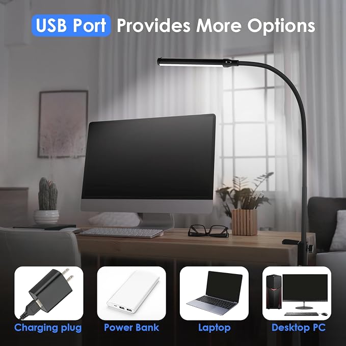 ShineTech LED Desk Lamp with Clamp, Clip On Desk Lamp - Image 6